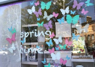 Butterflies shop window stickers to create a summer shop window display