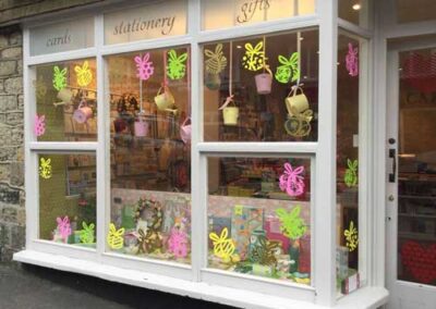 Eclectic Eggs Easter shop window graphics in up to 4 colours