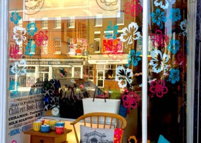 Hibiscus flower shop window graphics for a summer shop window display