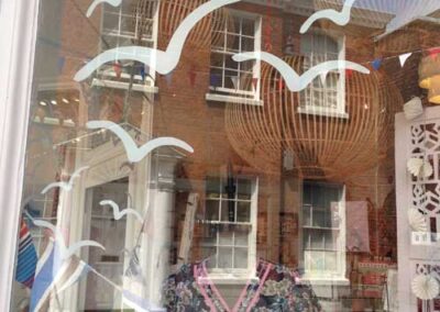 M-birds window stickers for a beach or seaside window scheme
